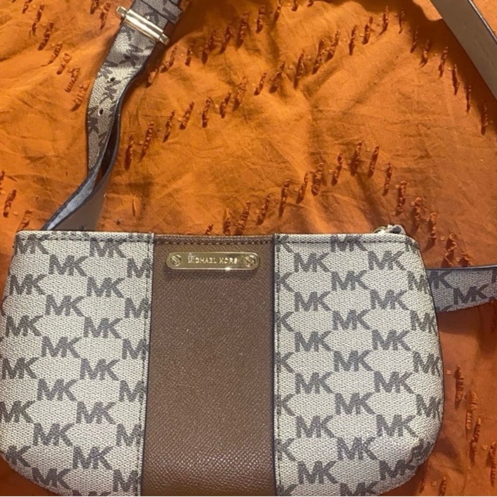Michael Kors Monogram Brown and Gray Crossbody Bag